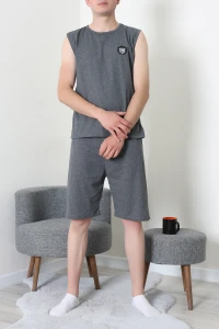 Süprem Şortlu Erkek Pijama Takımı Fümesiyah - 42983.1048.