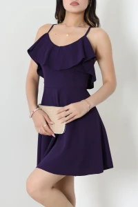 İp Askılı Crep Elbise Mor - 581815.1592.