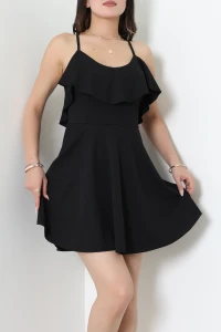 İp Askılı Crep Elbise Siyah - 581815.1592.