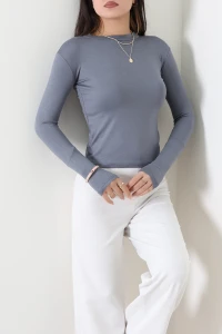 Dik Yaka Parmak Geçmeli Viskon Body Anti - 40076.599.