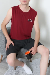 Süprem Şortlu Erkek Pijama Takımı Bordolaci - 42983.1048.
