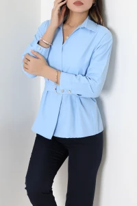 Kemerli Poplin Gömlek Gökmavisi - 44117.2118.