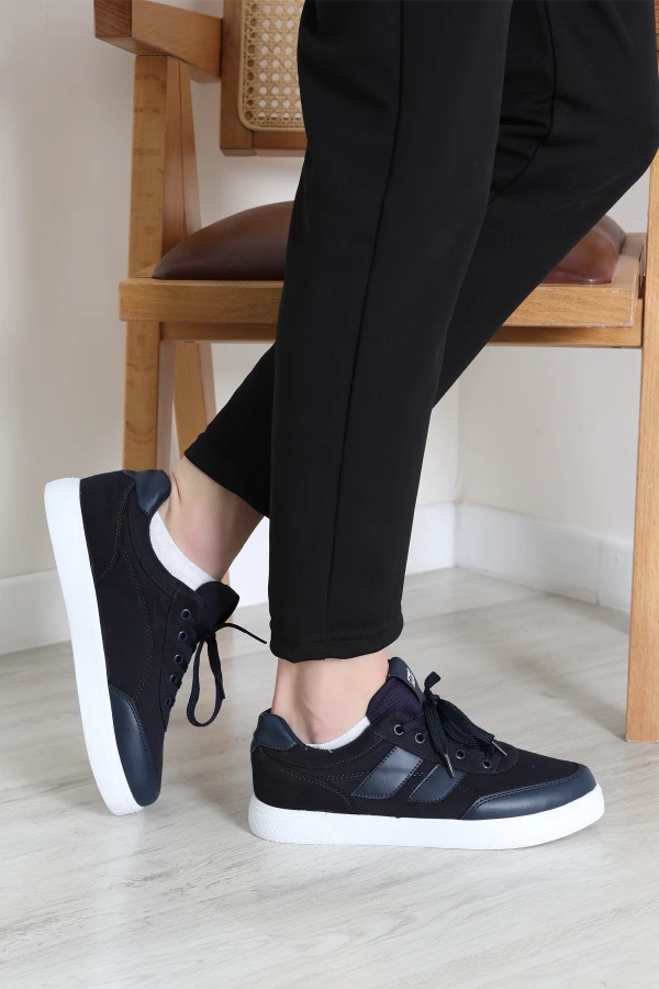 Bağcıklı Keten Erkek Ayakkabı Lacivert - 33165.264.