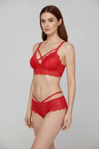 Dantelli İpli Bralet Sütyen Takım Kırmızı - 3050.1364.