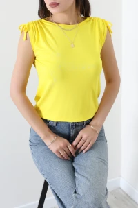 Bağcık Detaylı Bluz Sarı - 20921.599.
