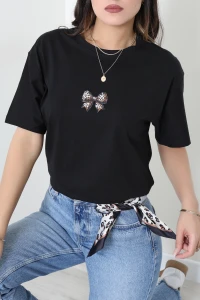 Baskılı Penye Tişört Leoparsiyah - 41305.0034.