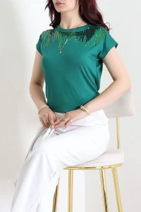 Pul Detaylı Bluz Zümrüt - 44003.599.
