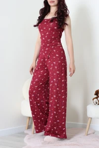 Asimetrik Kesim Milan Pijama Takımı Bordo - 53567.1857.