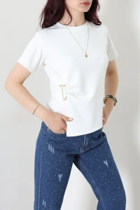 Tokalı Modal Bluz Ekru - 55264.2023.