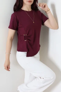 Tokalı Modal Bluz Mürdüm - 55264.2023.