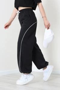 Paça Stoperli 2 İplik Eşofman Altı Siyah - 50058.1857.
