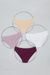 Pamuklu Likralı Günlük Bikini 4Lü Set Külot Rengarenk - 53510.2158.