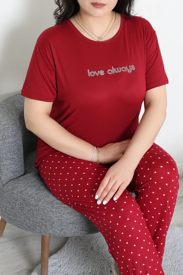 Büyük Beden Milan Pijama Takımı Bordo - 53611.1048.