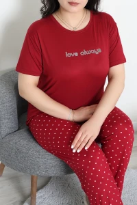 Büyük Beden Milan Pijama Takımı Bordo - 53611.1048.