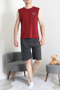 Süprem Şortlu Erkek Pijama Takımı Bordofüme - 42983.1048.