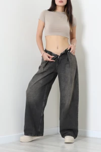 Vintage Bol Paça Kot Pantolon Füme - 75133.2049.