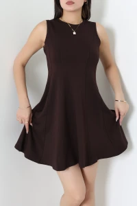 Sıfır Kol Modal Elbise Kahve - 71684.336.