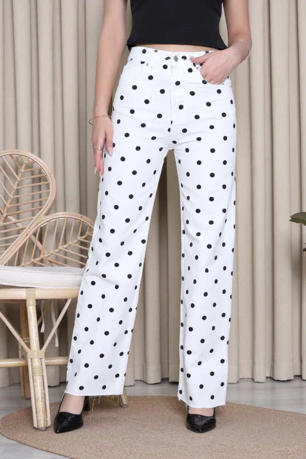 Yüksek Bel Puanlı Kot Pantolon Kırıkbeyaz - 75084.2049.
