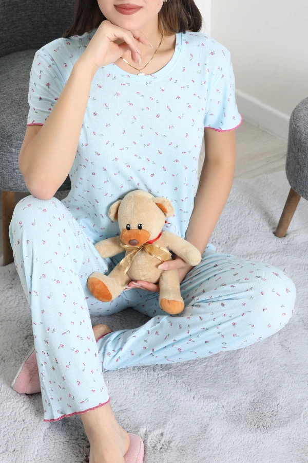 Side Alt Üst Aynı Pijama Takımı Açıkmavi - 53683.1952.