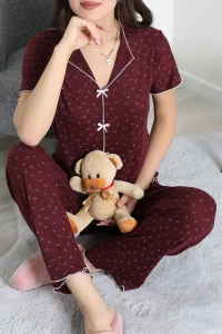 Side Alt Üst Aynı Pijama Takımı Mürdüm - 53688.1952.
