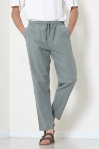 Beli Lastikli Keten Rahat Kesim Erkek Pantolon Haki - 71607.2170.