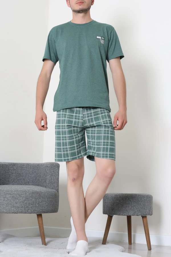 Süprem Ekoseli Erkek Şort Pijama Takımı Zümrüt - 75068.1952.