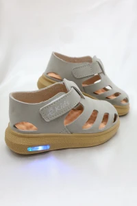 Işıklı Cırtlı Çocuk Sandalet Gri - 33177.264.