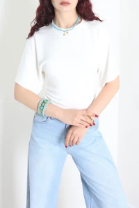 Yarasa Kol Modal Bluz Ekru - 4224.1247.
