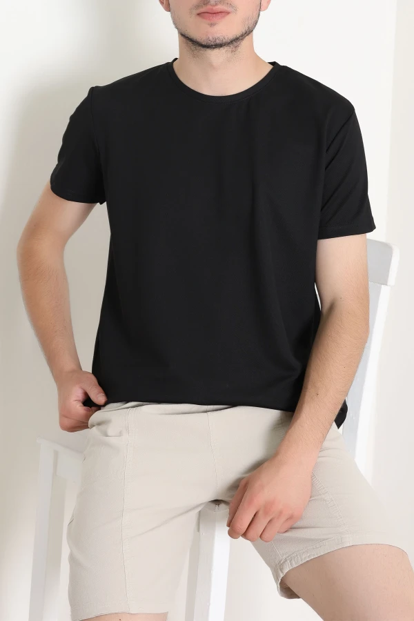 Polyester Örme Erkek Tişört Siyah - 75100.275.