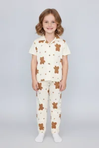 5-14 Yaş Kız Çocuk Pijama Takımı Bej - 53716.1951.