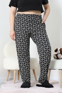 Cepli Viskon Büyük Beden Pijama Altı Desenlisiyah - 52333.1731.