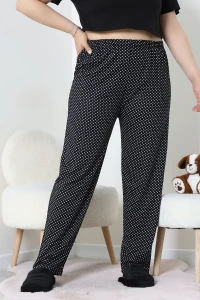 Cepli Viskon Büyük Beden Pijama Altı Siyahpuanlı - 52333.1731.
