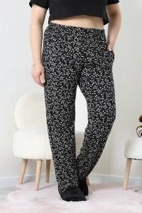 Cepli Viskon Büyük Beden Pijama Altı Siyahdesenli - 52333.1731.