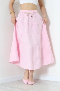 Hasır Kemerli Etek Pembe - 5257.1247.