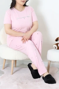 Büyük Beden Milan Pijama Takımı Pudra - 53611.1048.