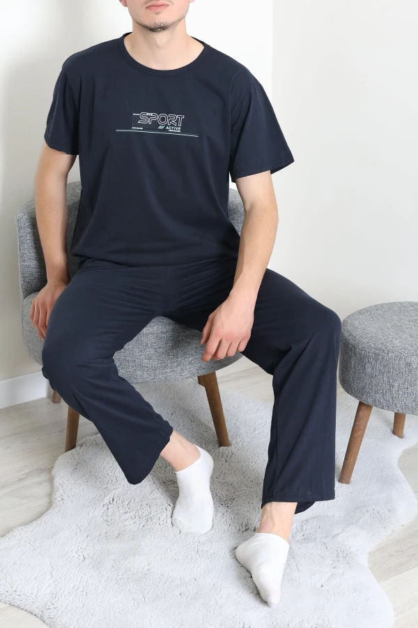 Süprem Baskılı Erkek Pijama Takımı Lacivert - 75181.1961.