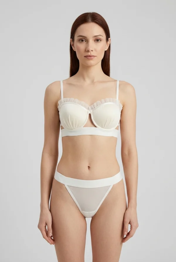 İstiridye Model Dolgulu Sütyen Takım Ekru - 52365.2158.