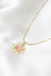 Taş Mineli Güneş Kolye Gold - 33088.2063.