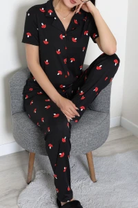 Milan Düğmeli Pijama Takımı Siyah - 53608.2123.