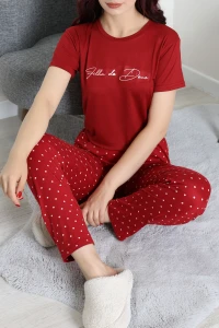 Milan Pijama Takımı Bordobeyaz - 53737.1048.