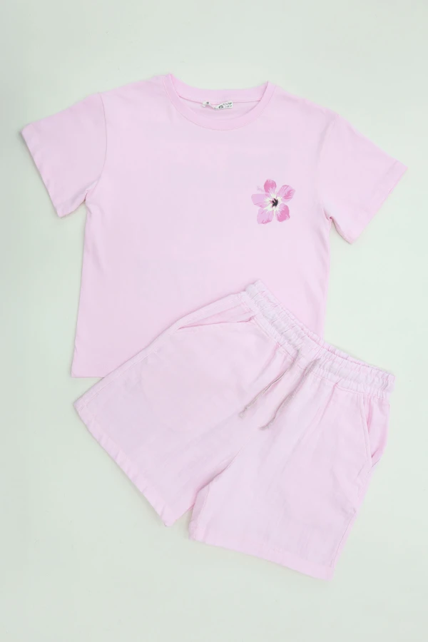 10-13 Yaş Baskılı Kız Çocuk Takım Pembe - 7264745.1576.