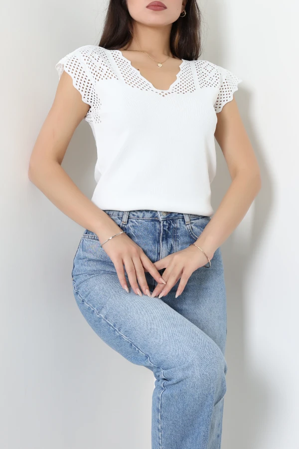 Polyemid Triko Bluz Beyaz - 75170.2209.
