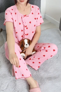 Bürümcük Fırfırlı Pijama Takımı Pembe - 158.1287.