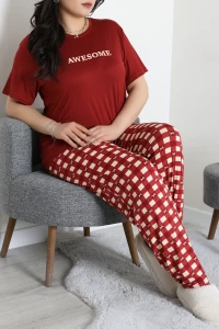 Milan Büyük Beden Pijama Takımı Bordo - 53735.1952.