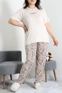 Milan Büyük Beden Pijama Takımı Bej - 53735.1952.