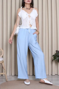 Vintage Bağlamalı Güpür Bluz Kırıkbeyaz - 75208.2122.