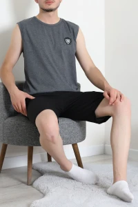 Süprem Şortlu Erkek Pijama Takımı Fümesiyah - 42983.1048.