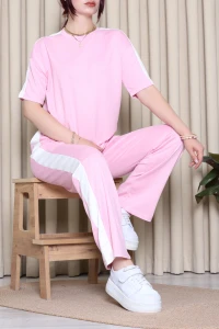 Çizgili Modal Takım Pembe - 52408.1567.