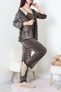 Milan 3'Lü Pijama Seti Leopar - 53618.1857.