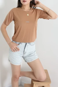 Bisiklet Yaka Vorteks Süprem Tişört Camel - 55287.1567.